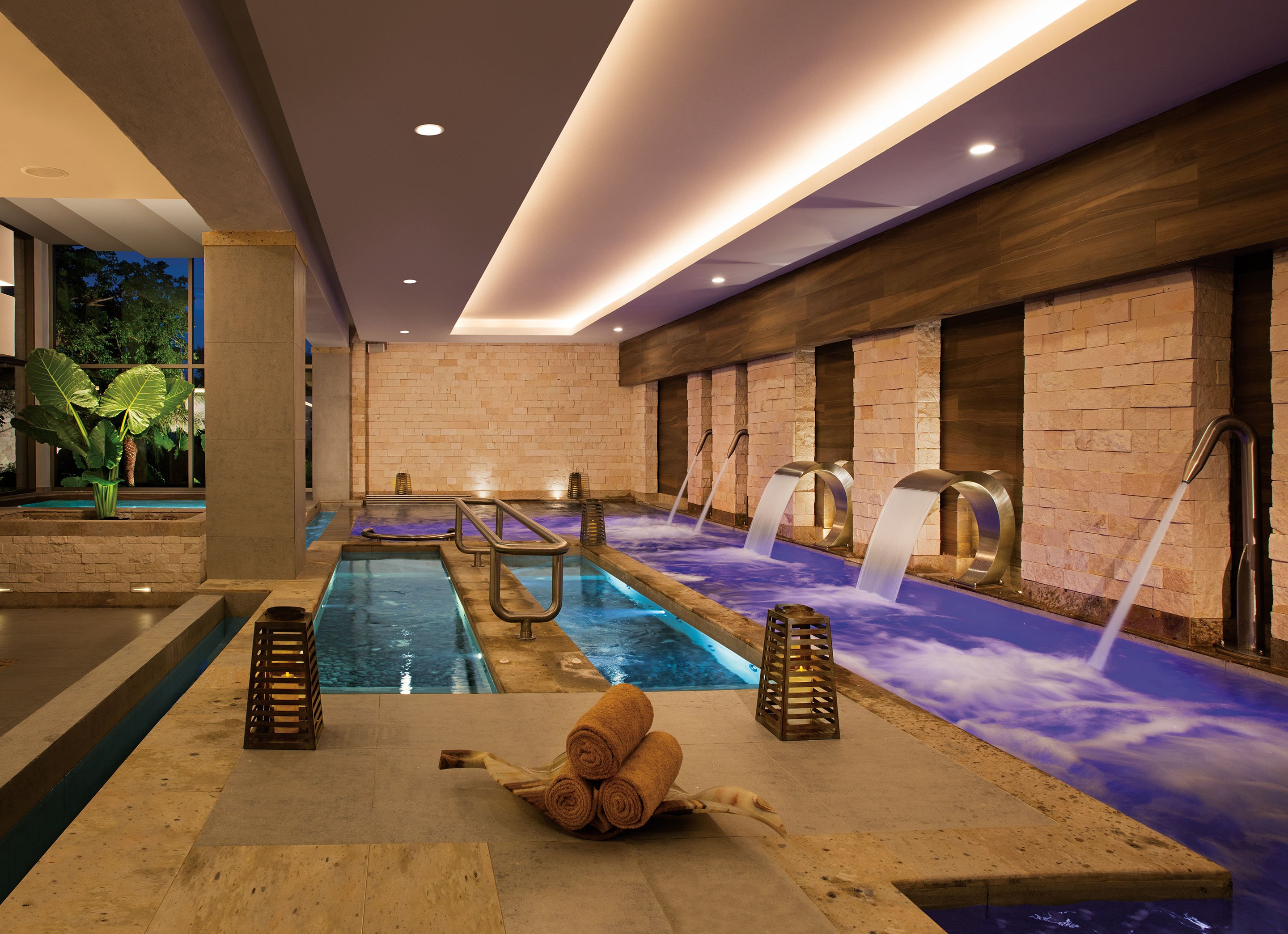 indoor spa area with hydrotherapy circuit